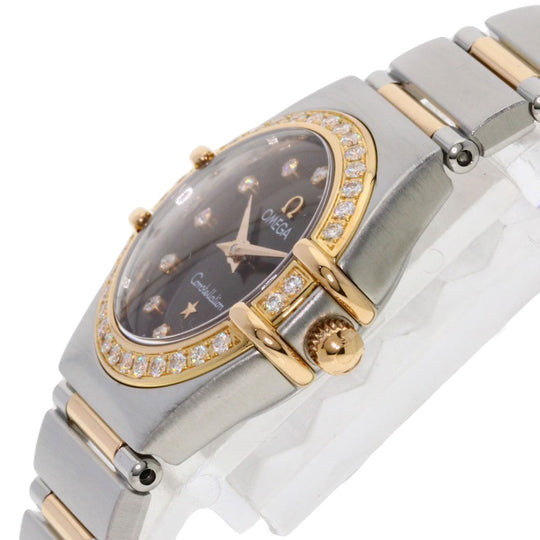 OMEGA Watches Quartz 1358.60 Stainless Steel , SSxK18PG gold Constellation 12P Bezel Diamond Brown dial Women Used Authentic