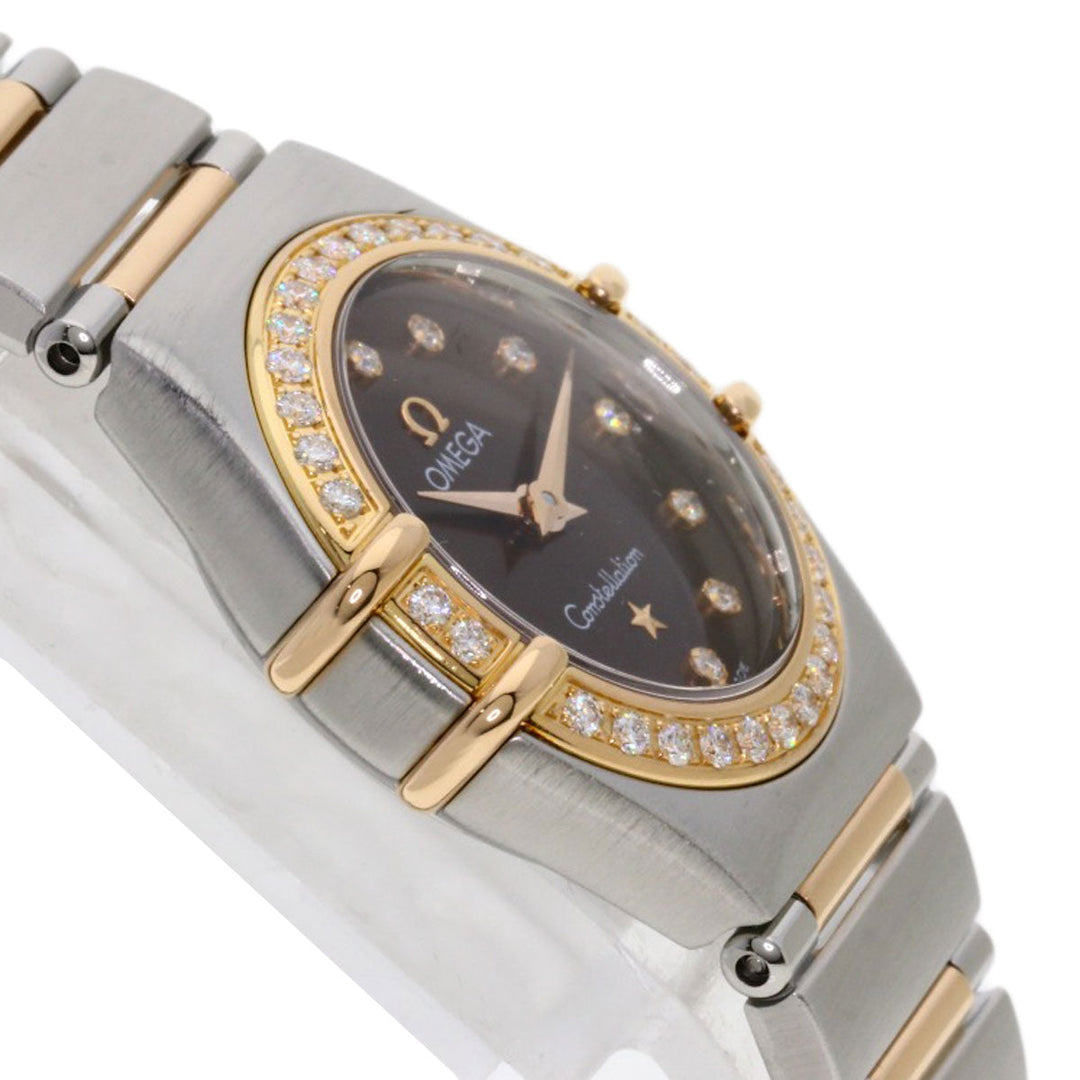 OMEGA Watches Quartz 1358.60 Stainless Steel , SSxK18PG gold Constellation 12P Bezel Diamond Brown dial Women Used Authentic