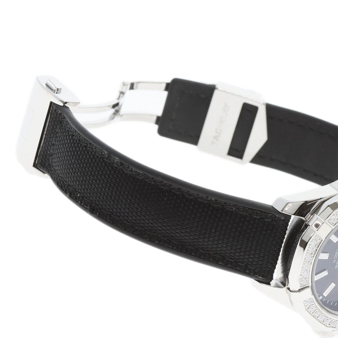 TAG HEUER Watches Quartz WAY131P Stainless Steel, Rubber, Diamond Silver Aquaracer Diamond Bezel Black shell dial Boys Used Authentic