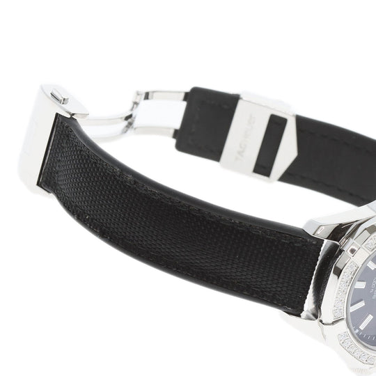 TAG HEUER Watches Quartz WAY131P Stainless Steel, Rubber, Diamond Silver Aquaracer Diamond Bezel Black shell dial Boys Used Authentic
