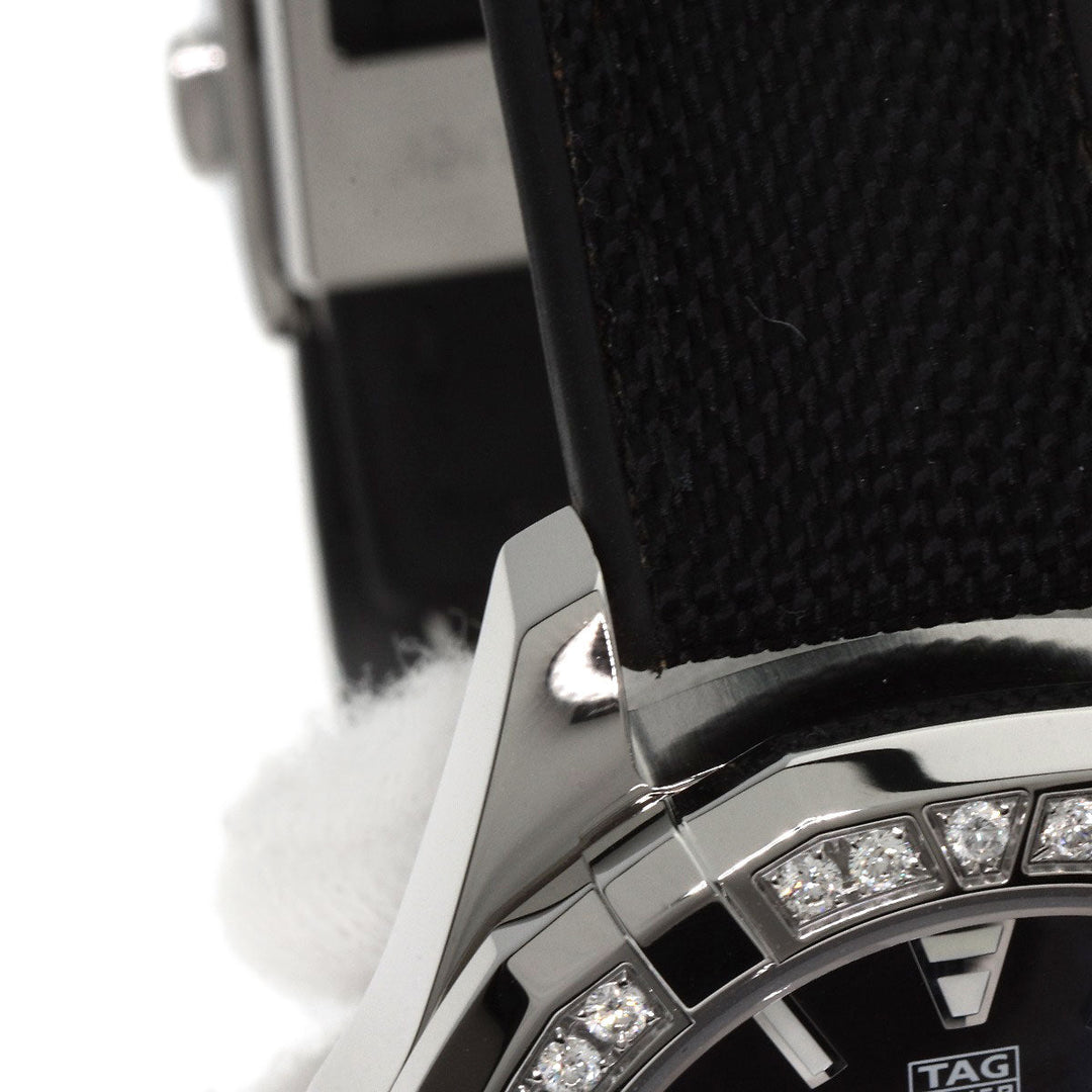 TAG HEUER Watches Quartz WAY131P Stainless Steel, Rubber, Diamond Silver Aquaracer Diamond Bezel Black shell dial Boys Used Authentic