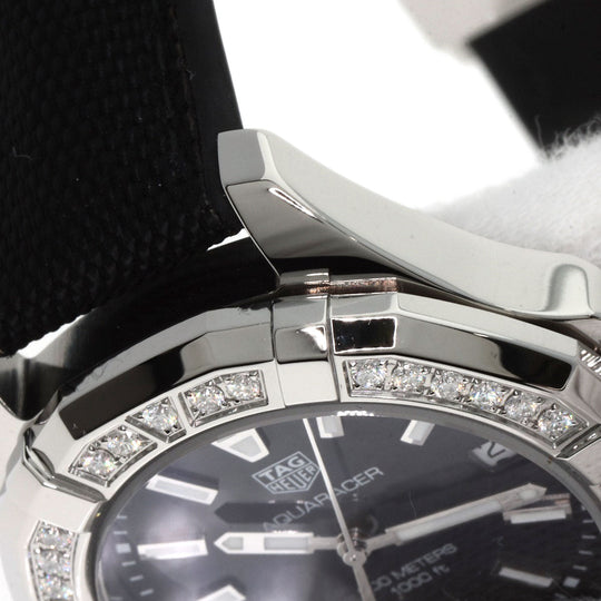 TAG HEUER Watches Quartz WAY131P Stainless Steel, Rubber, Diamond Silver Aquaracer Diamond Bezel Black shell dial Boys Used Authentic