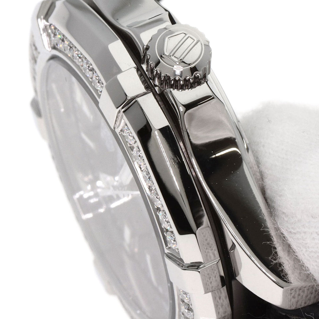 TAG HEUER Watches Quartz WAY131P Stainless Steel, Rubber, Diamond Silver Aquaracer Diamond Bezel Black shell dial Boys Used Authentic