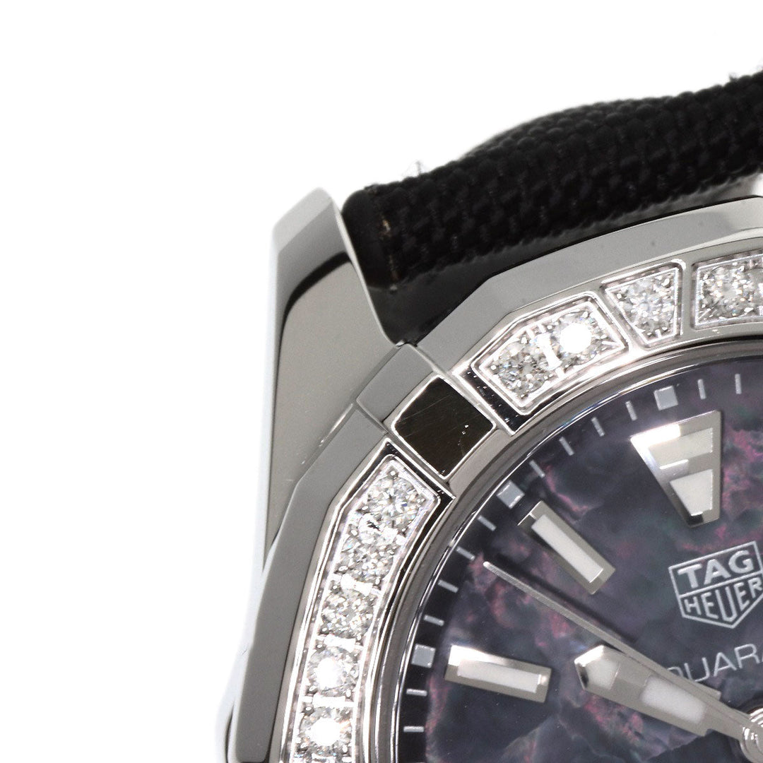 TAG HEUER Watches Quartz WAY131P Stainless Steel, Rubber, Diamond Silver Aquaracer Diamond Bezel Black shell dial Boys Used Authentic