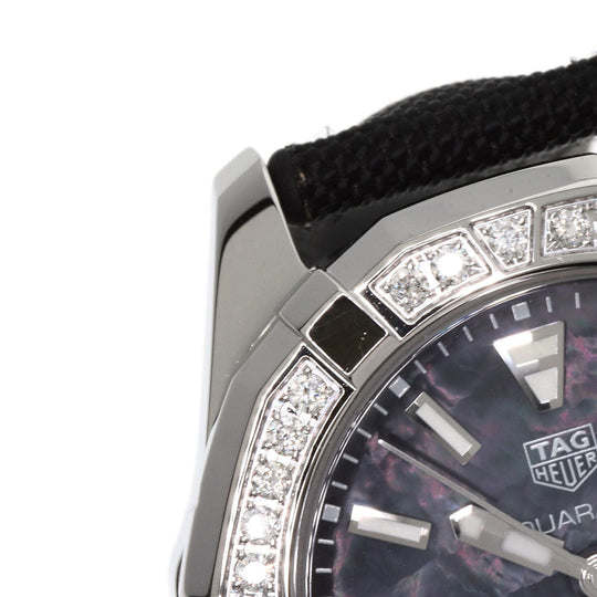 TAG HEUER Watches Quartz WAY131P Stainless Steel, Rubber, Diamond Silver Aquaracer Diamond Bezel Black shell dial Boys Used Authentic