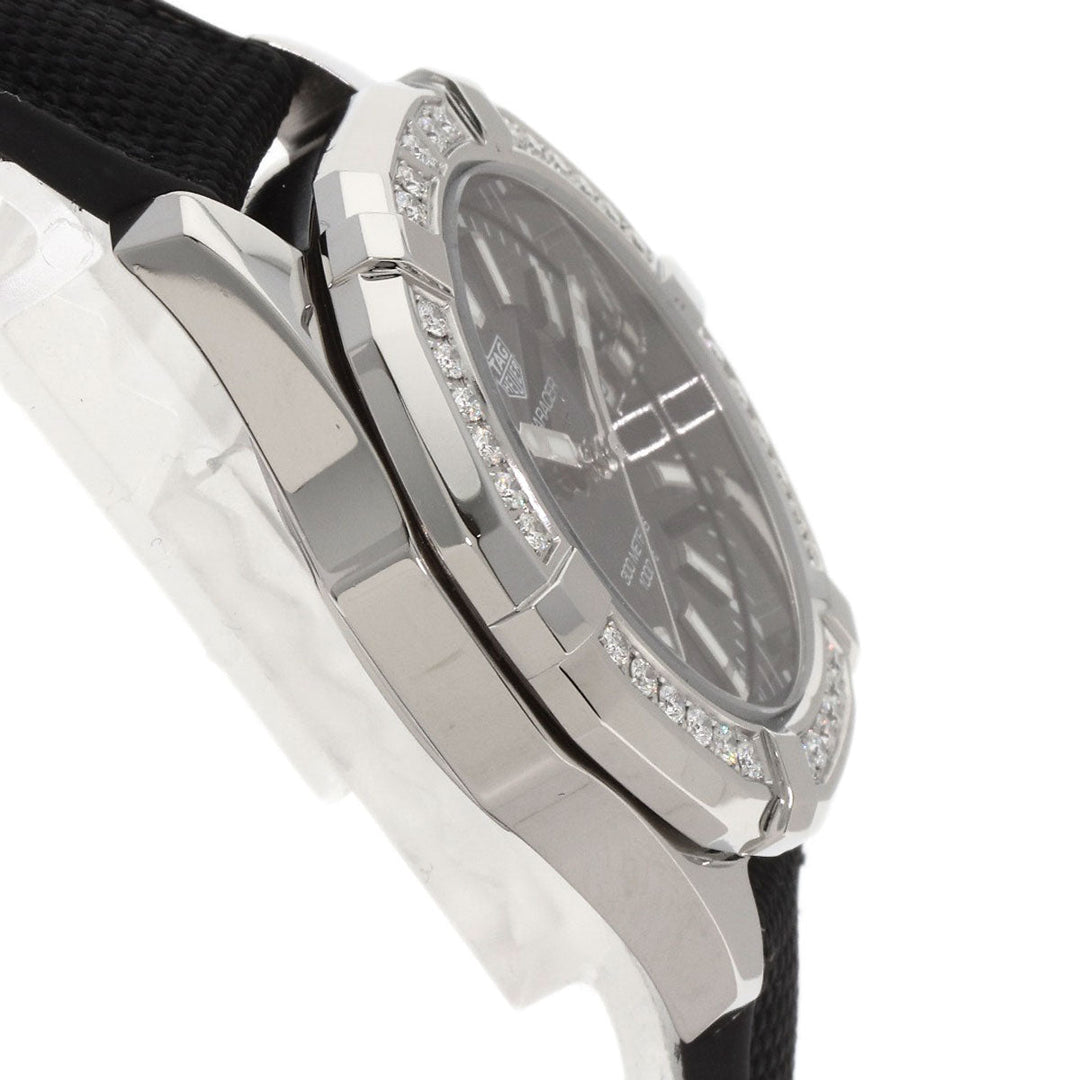 TAG HEUER Watches Quartz WAY131P Stainless Steel, Rubber, Diamond Silver Aquaracer Diamond Bezel Black shell dial Boys Used Authentic