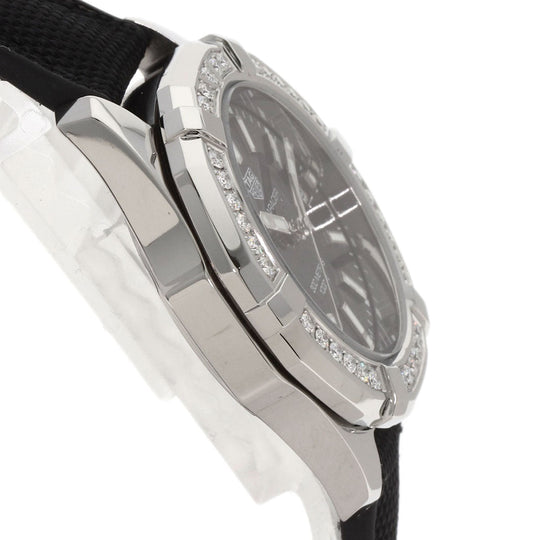 TAG HEUER Watches Quartz WAY131P Stainless Steel, Rubber, Diamond Silver Aquaracer Diamond Bezel Black shell dial Boys Used Authentic