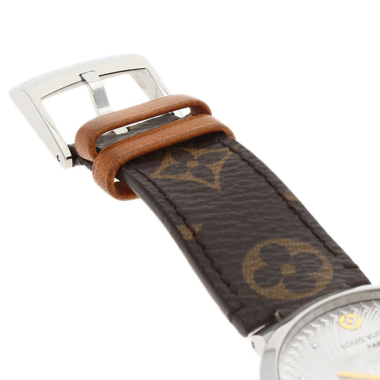 LOUIS VUITTON Watches Quartz QA016 Stainless Steel Silver Tambour Slim Metallic Flower 39 Silver dial