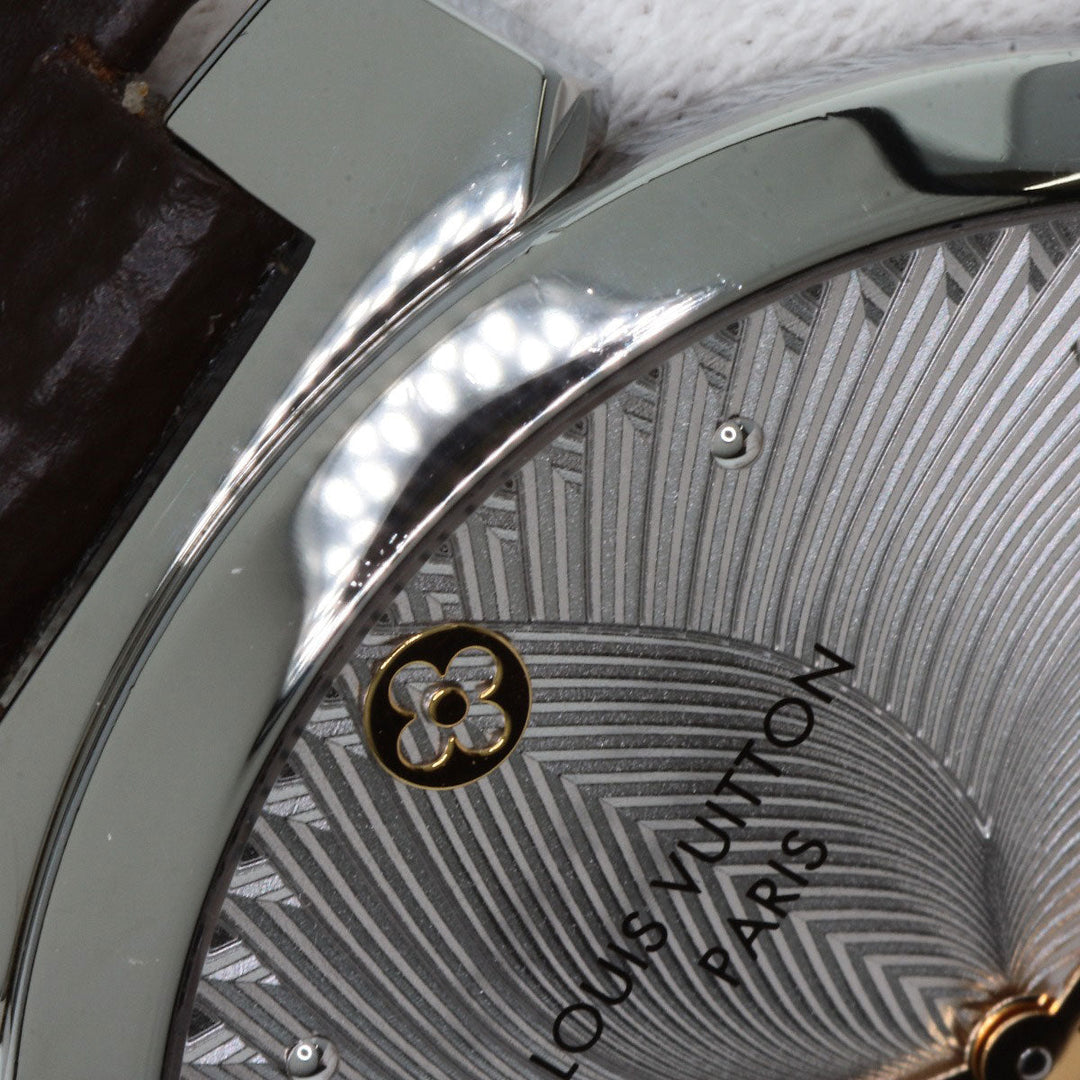LOUIS VUITTON Watches Quartz QA016 Stainless Steel Silver Tambour Slim Metallic Flower 39 Silver dial