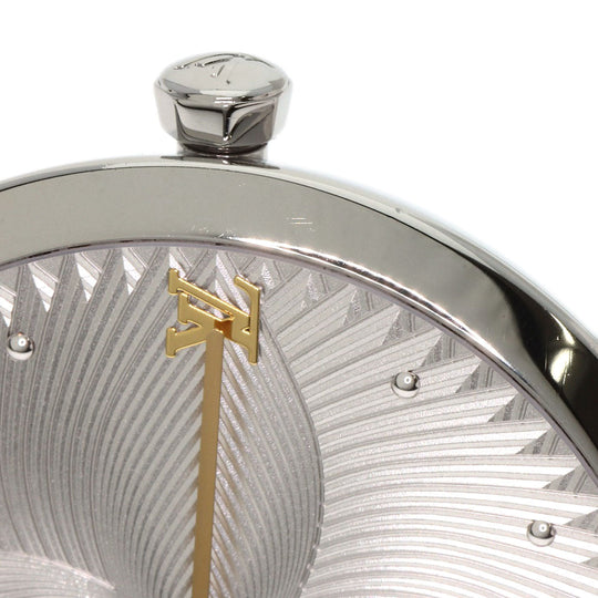 LOUIS VUITTON Watches Quartz QA016 Stainless Steel Silver Tambour Slim Metallic Flower 39 Silver dial