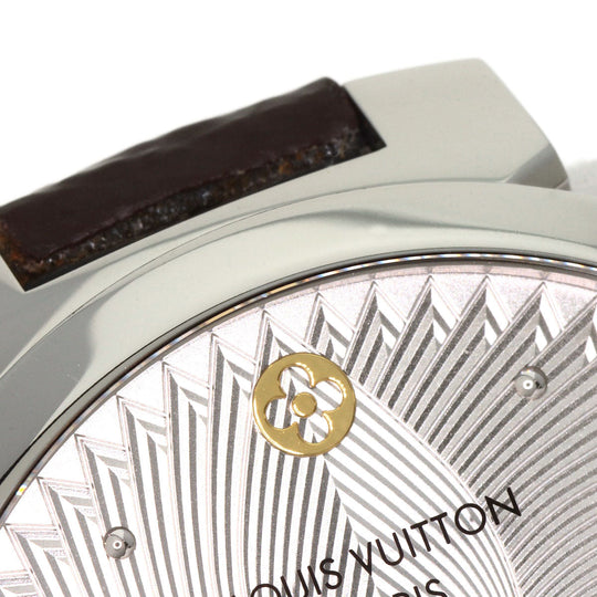 LOUIS VUITTON Watches Quartz QA016 Stainless Steel Silver Tambour Slim Metallic Flower 39 Silver dial