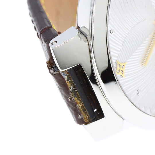 LOUIS VUITTON Watches Quartz QA016 Stainless Steel Silver Tambour Slim Metallic Flower 39 Silver dial