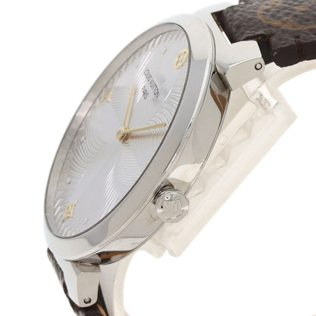 LOUIS VUITTON Watches Quartz QA016 Stainless Steel Silver Tambour Slim Metallic Flower 39 Silver dial