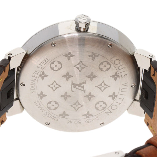 LOUIS VUITTON Watches Quartz QA016 Stainless Steel Silver Tambour Slim Metallic Flower 39 Silver dial