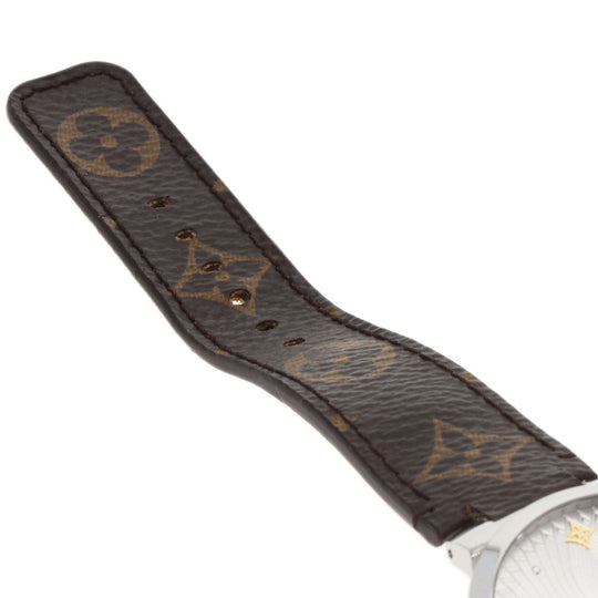 LOUIS VUITTON Watches Quartz QA016 Stainless Steel Silver Tambour Slim Metallic Flower 39 Silver dial