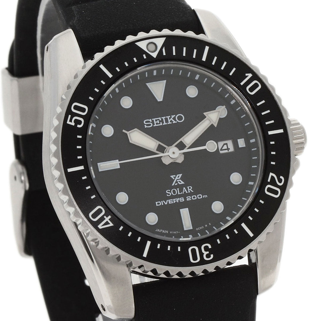SEIKO Watches Solar Powered SBDN075 V147-0CS0 Stainless Steel Silver Seiko Prospex Divers black dial