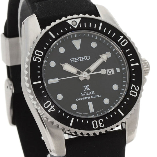 SEIKO Watches Solar Powered SBDN075 V147-0CS0 Stainless Steel Silver Seiko Prospex Divers black dial