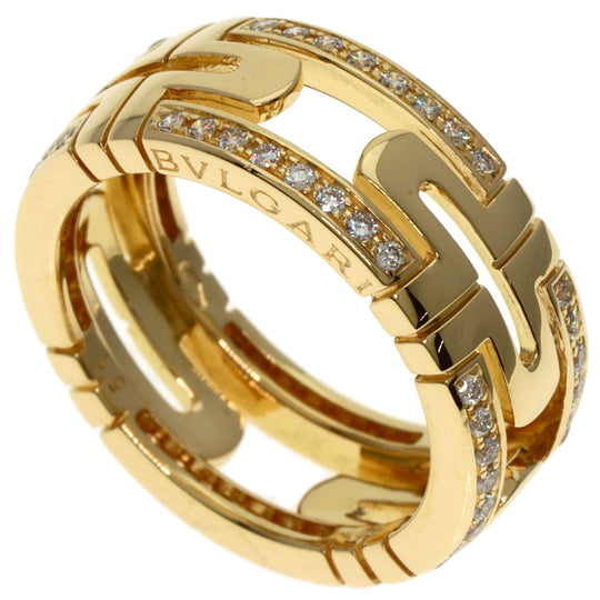 BVLGARI Ring 18K Yellow Gold gold Parentesi Open Diamond #51 Women Used Authentic