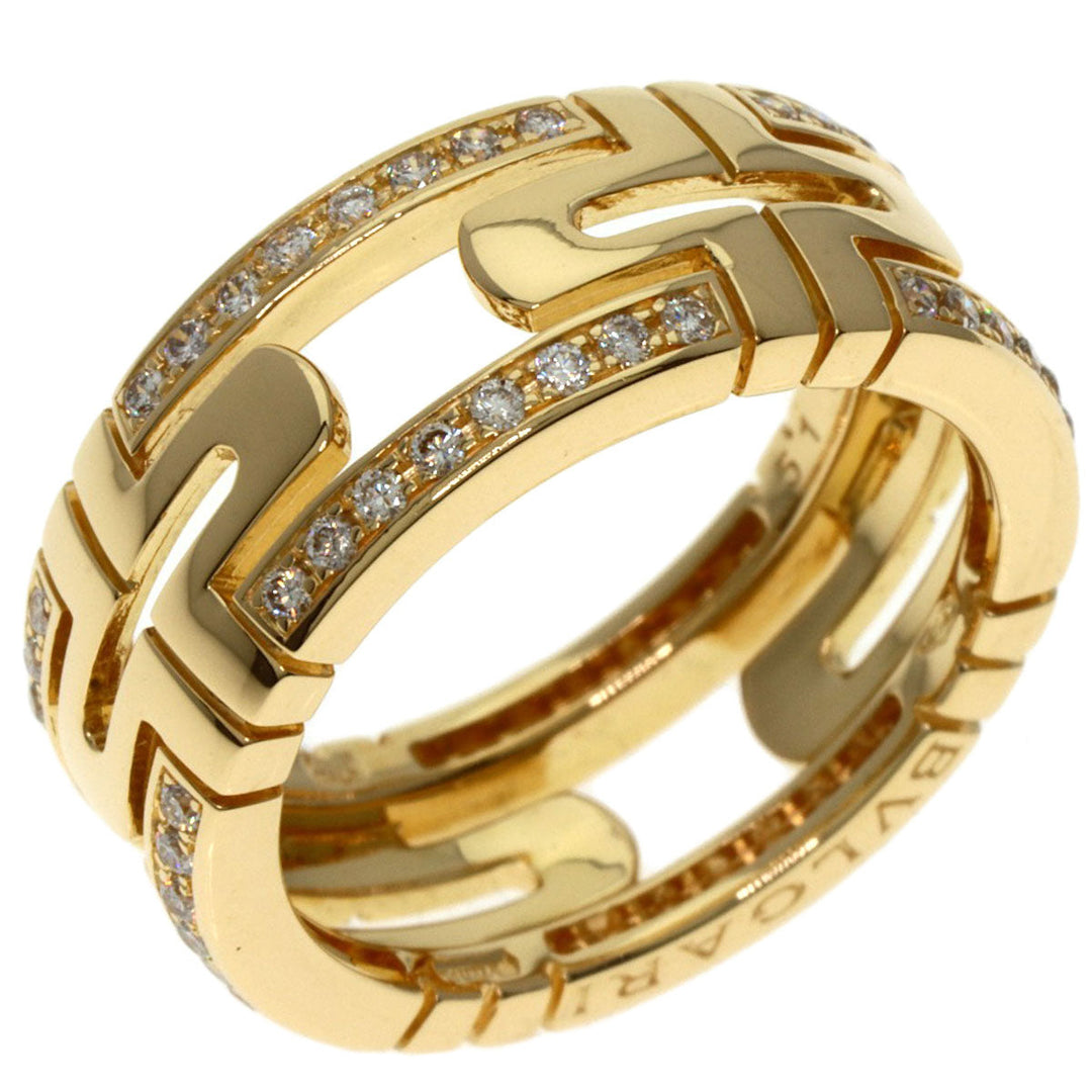 BVLGARI Ring 18K Yellow Gold gold Parentesi Open Diamond #51 Women Used Authentic
