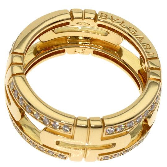 BVLGARI Ring 18K Yellow Gold gold Parentesi Open Diamond #51 Women Used Authentic