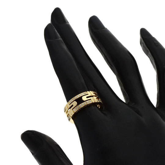BVLGARI Ring 18K Yellow Gold gold Parentesi Open Diamond #51 Women Used Authentic