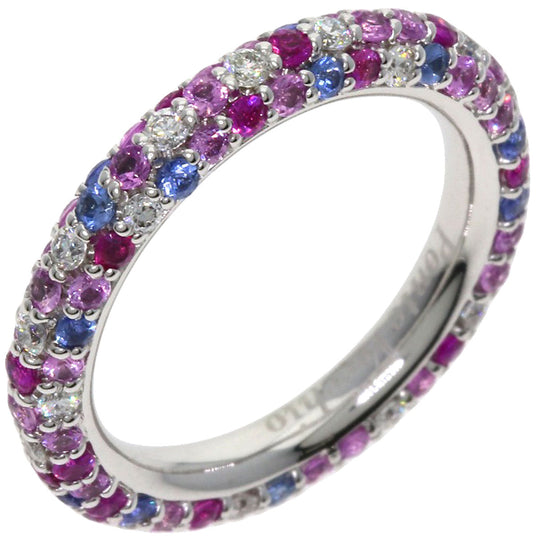 Ponte Vecchio Ring K18WG Silver Eternina Lampone Sapphire Diamond Women Used Authentic