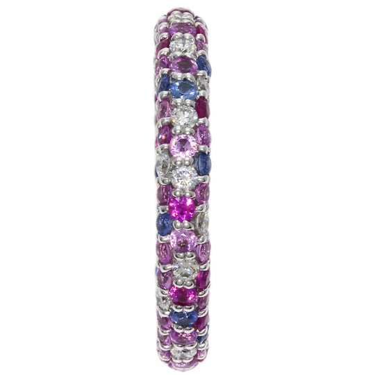 Ponte Vecchio Ring K18WG Silver Eternina Lampone Sapphire Diamond Women Used Authentic