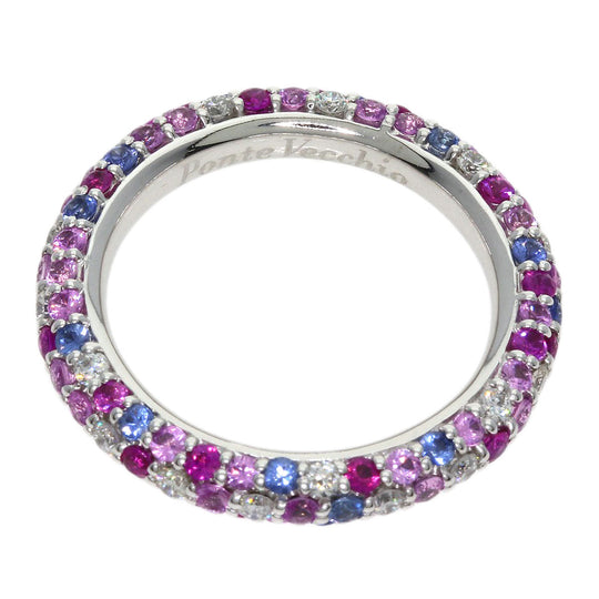 Ponte Vecchio Ring K18WG Silver Eternina Lampone Sapphire Diamond Women Used Authentic