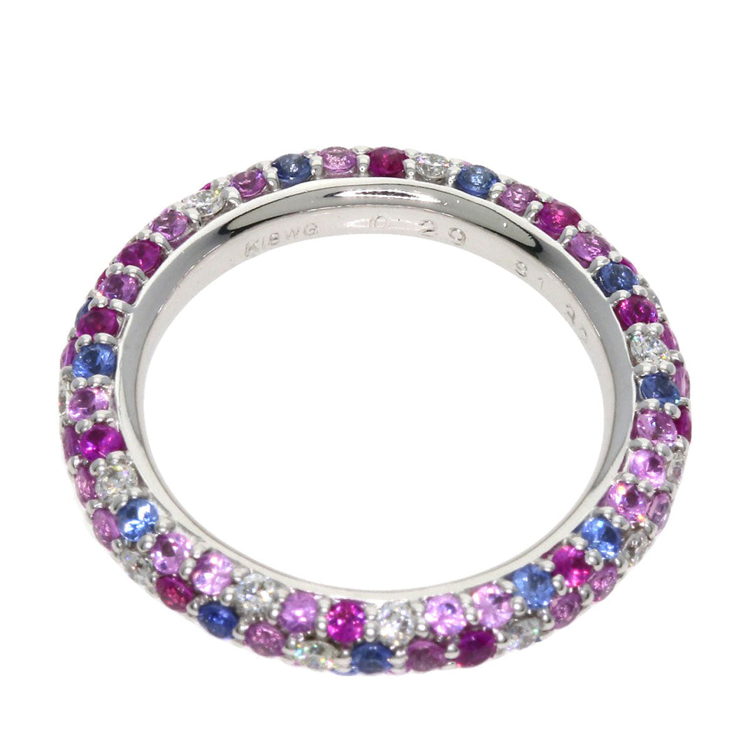 Ponte Vecchio Ring K18WG Silver Eternina Lampone Sapphire Diamond Women Used Authentic