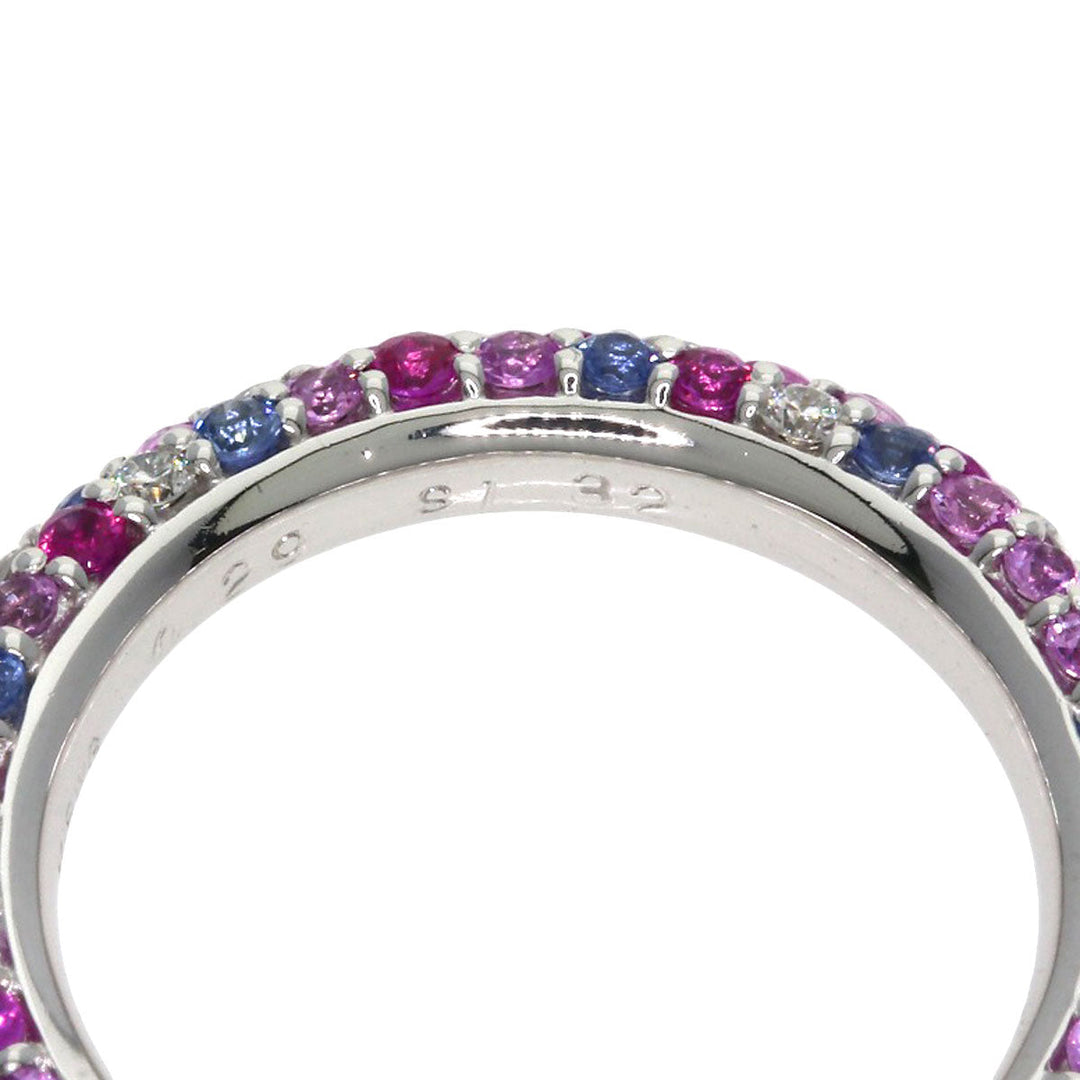 Ponte Vecchio Ring K18WG Silver Eternina Lampone Sapphire Diamond Women Used Authentic