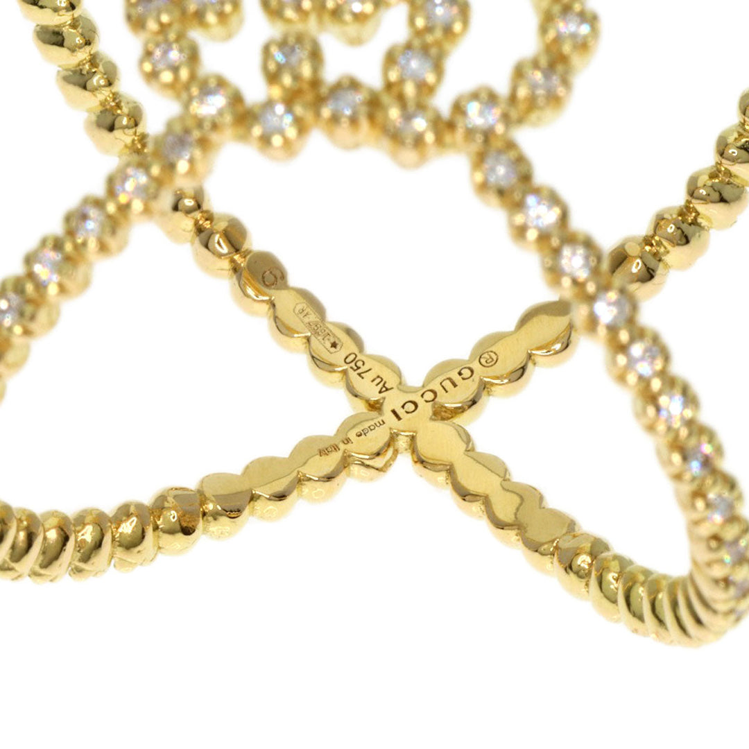 GUCCI Ring 18K Yellow Gold gold GG Running x Diamond #9