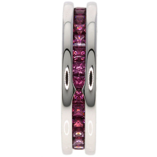 BVLGARI Ring K18WG Silver B-zero1 B-zero One Hand Rhodolite Garnet #48