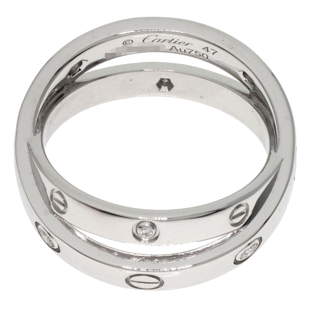 CARTIER Ring K18WG Silver Be Love Ring Diamond #47 Women Used Authentic