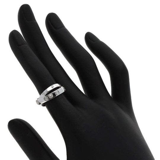 CARTIER Ring K18WG Silver Be Love Ring Diamond #47 Women Used Authentic