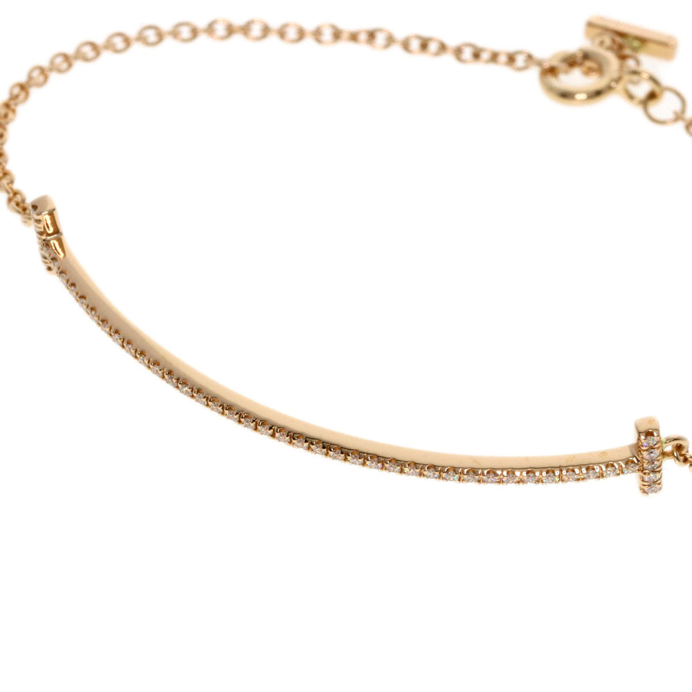 TIFFANY&Co. bracelet 18K Pink Gold gold T Smile Small Diamond Women Used Authentic