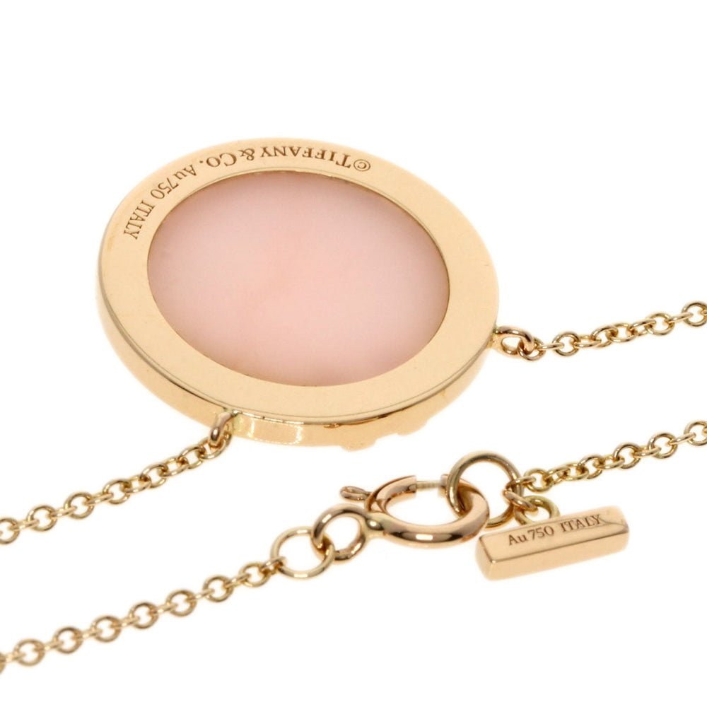 TIFFANY&Co. Necklace 18K Pink Gold gold T TWO Diamond Pink Opal Circle Women Used Authentic