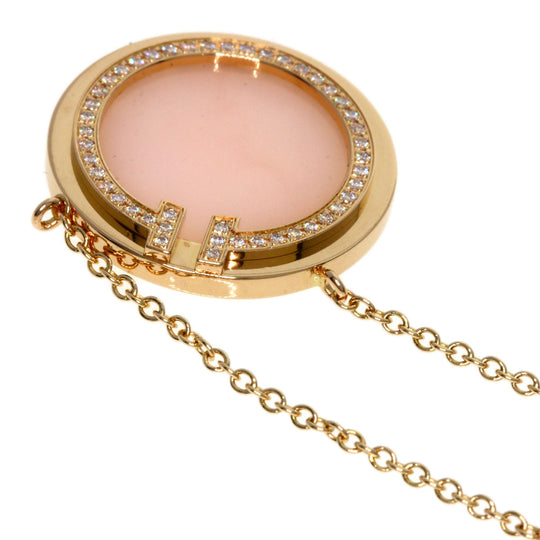TIFFANY&Co. Necklace 18K Pink Gold gold T TWO Diamond Pink Opal Circle Women Used Authentic