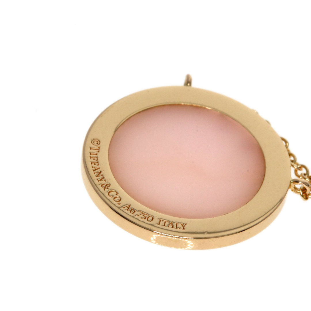TIFFANY&Co. Necklace 18K Pink Gold gold T TWO Diamond Pink Opal Circle Women Used Authentic