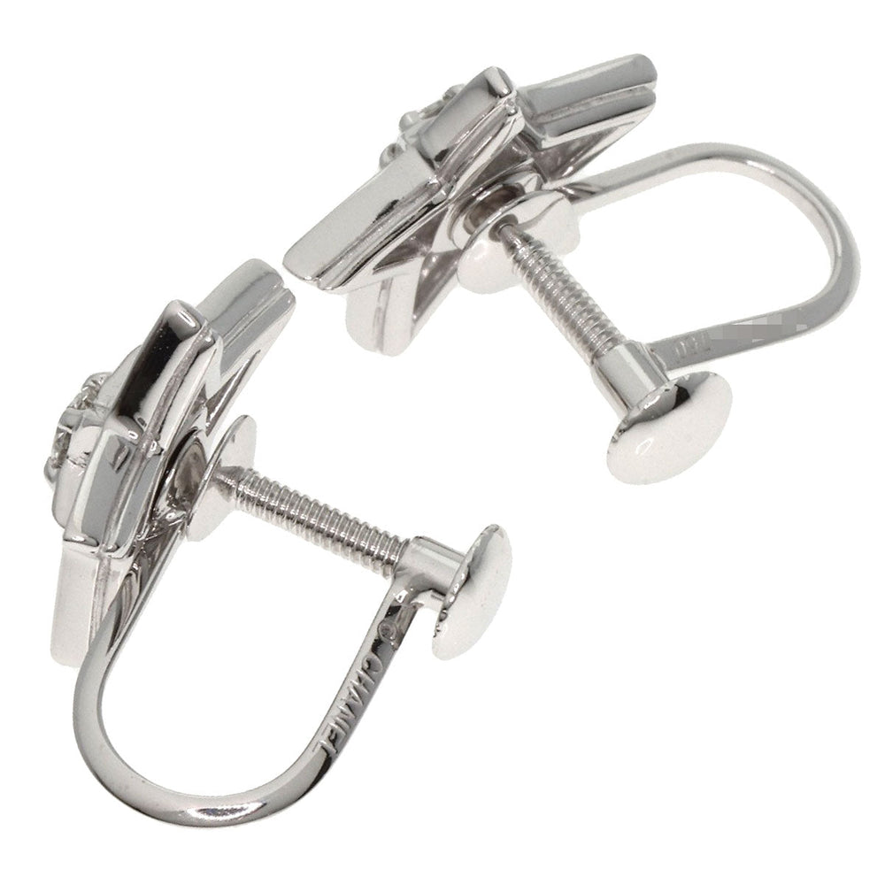 CHANEL Earring K18WG Silver Comet diamond Women Used Authentic