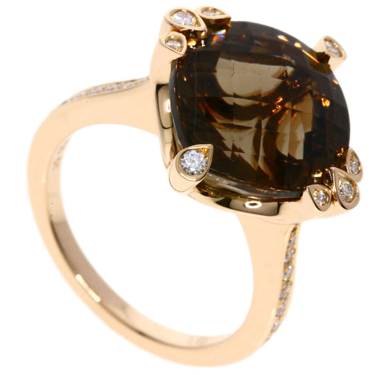 CARTIER Ring 18K Pink Gold gold Indian Mystery Smoky Quartz Diamond #51