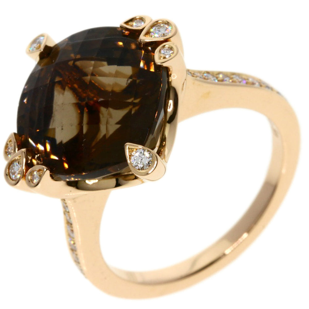 CARTIER Ring 18K Pink Gold gold Indian Mystery Smoky Quartz Diamond #51