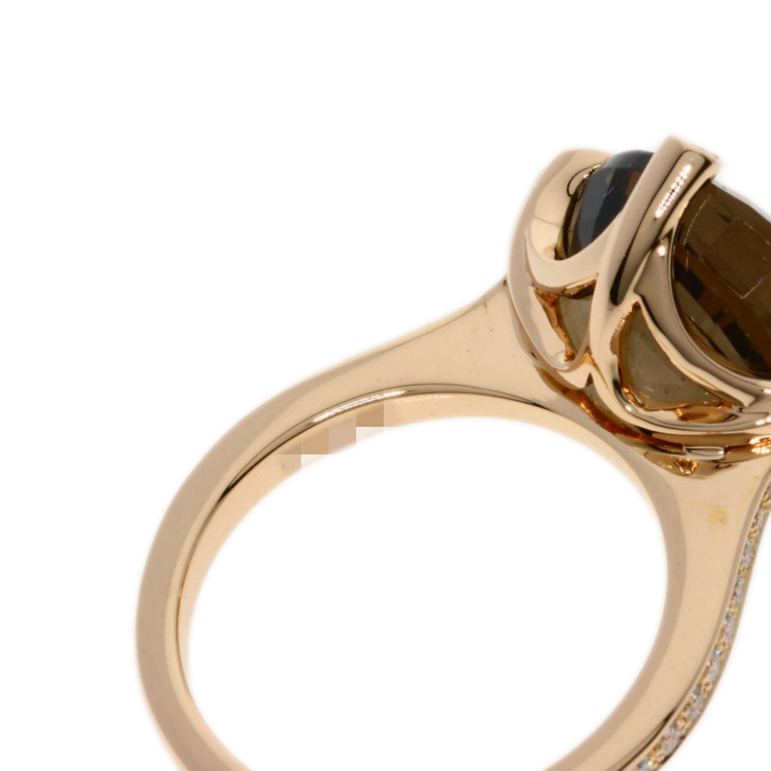 CARTIER Ring 18K Pink Gold gold Indian Mystery Smoky Quartz Diamond #51