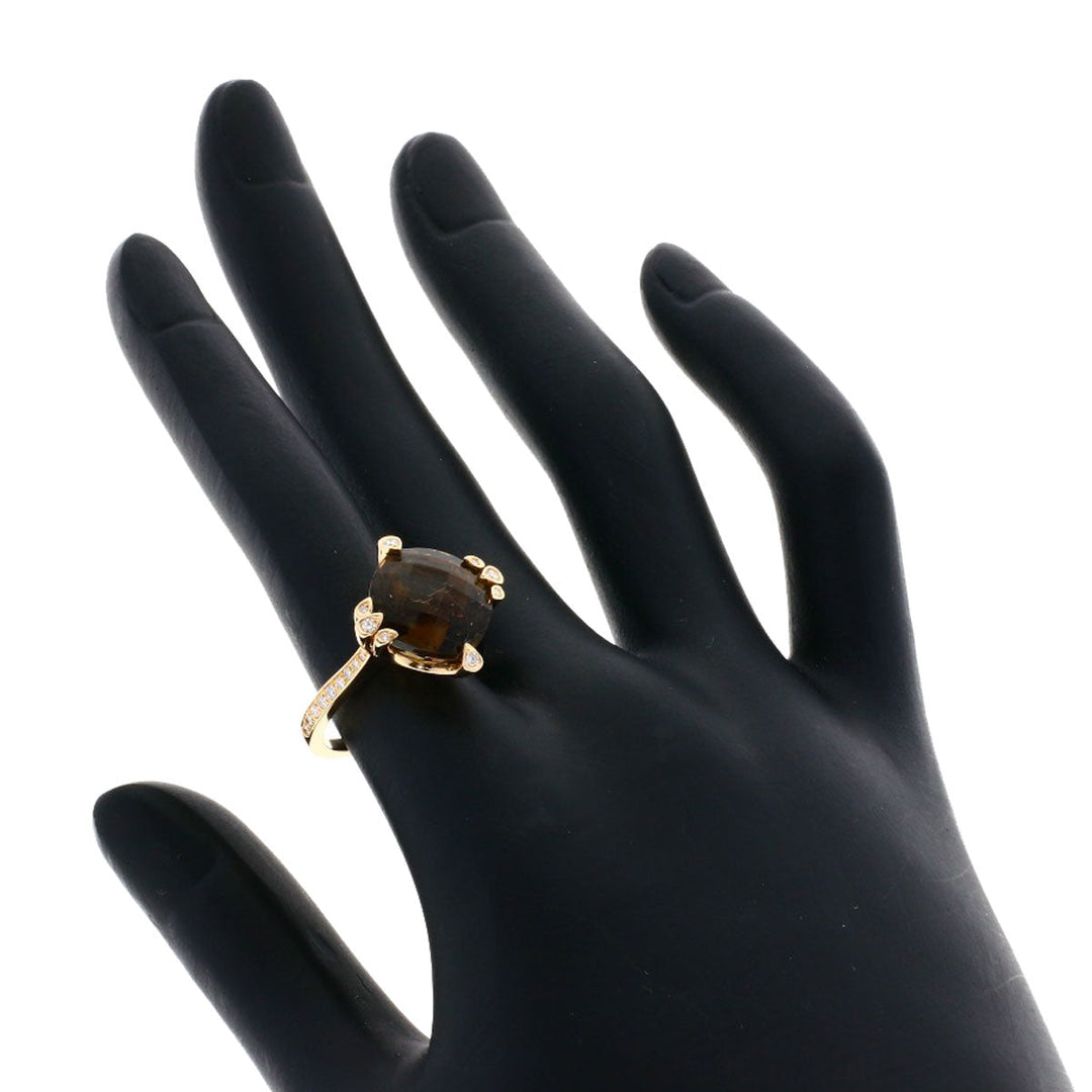 CARTIER Ring 18K Pink Gold gold Indian Mystery Smoky Quartz Diamond #51