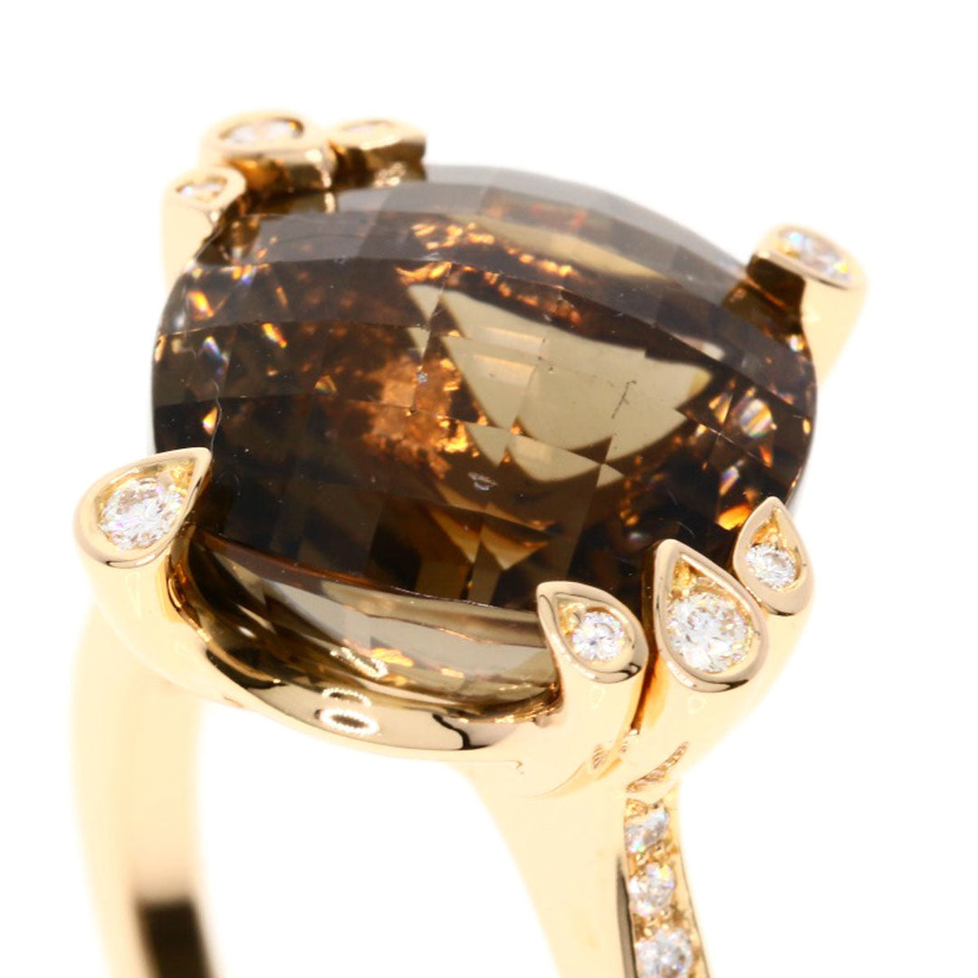 CARTIER Ring 18K Pink Gold gold Indian Mystery Smoky Quartz Diamond #51