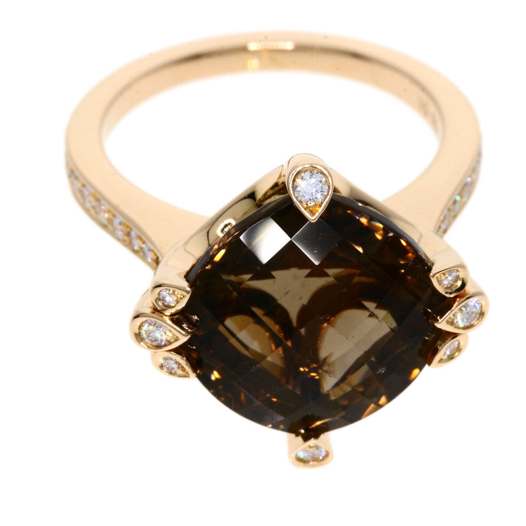 CARTIER Ring 18K Pink Gold gold Indian Mystery Smoky Quartz Diamond #51