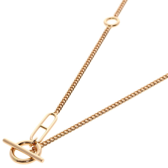 HERMES Necklace 18K Pink Gold Silver Chaine d'Ancre Echappé Long