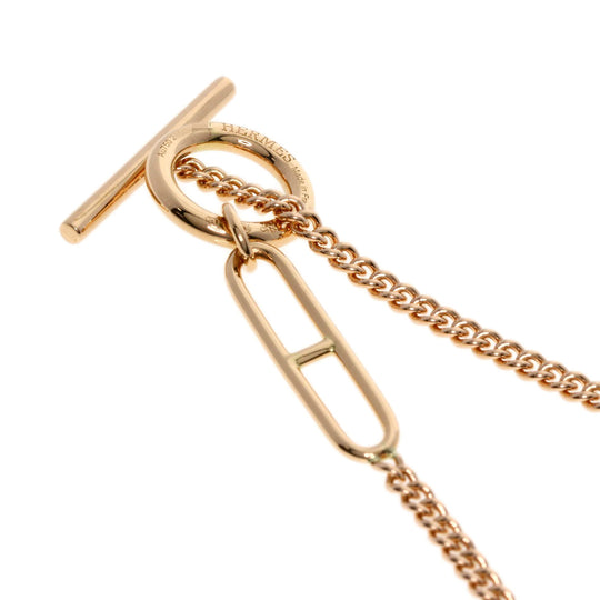 HERMES Necklace 18K Pink Gold Silver Chaine d'Ancre Echappé Long