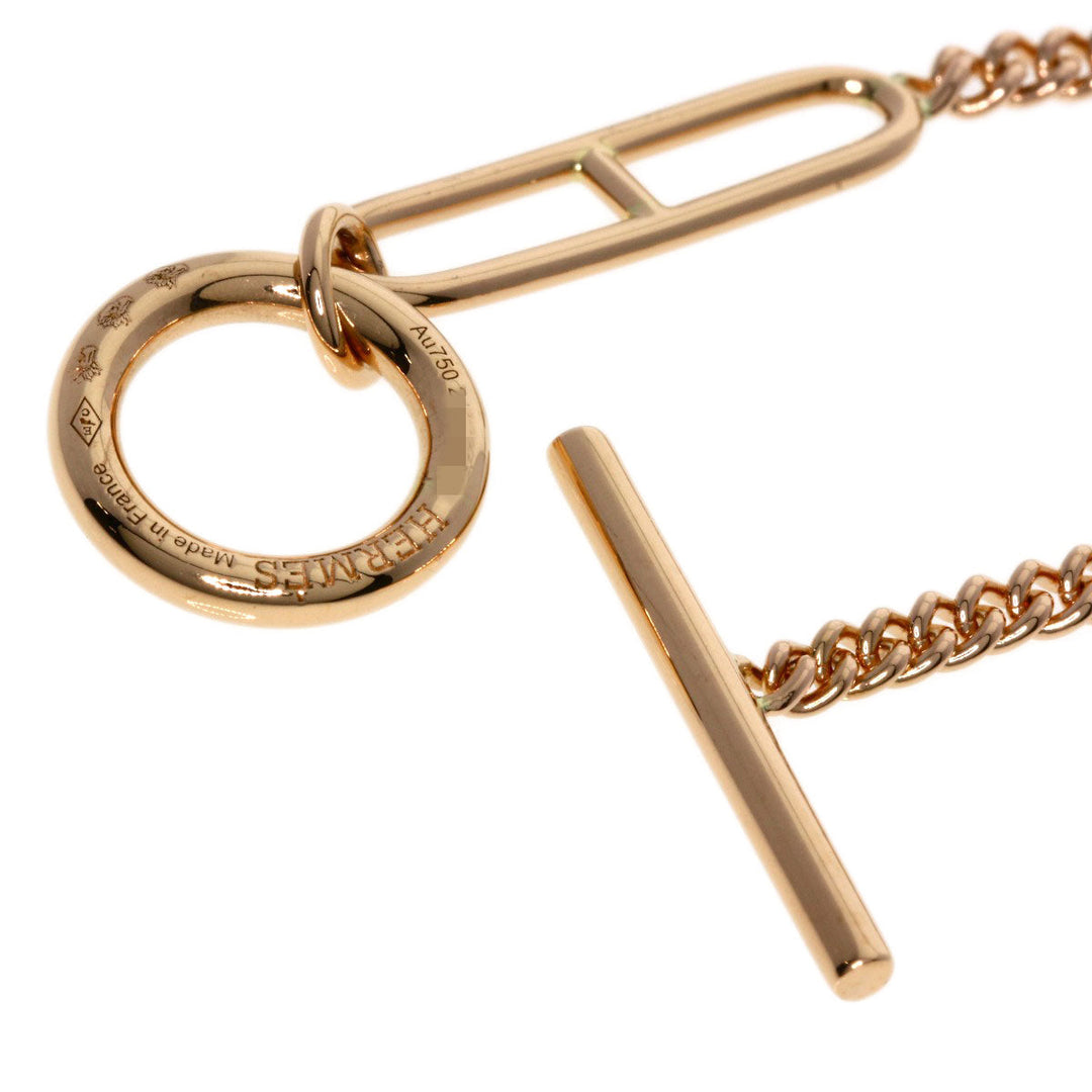 HERMES Necklace 18K Pink Gold Silver Chaine d'Ancre Echappé Long