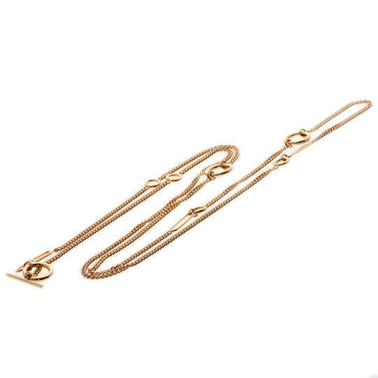 HERMES Necklace 18K Pink Gold Silver Chaine d'Ancre Echappé Long
