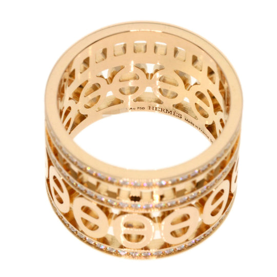 HERMES Ring 18K Pink Gold gold Chene Dunkle Divine Diamond #51